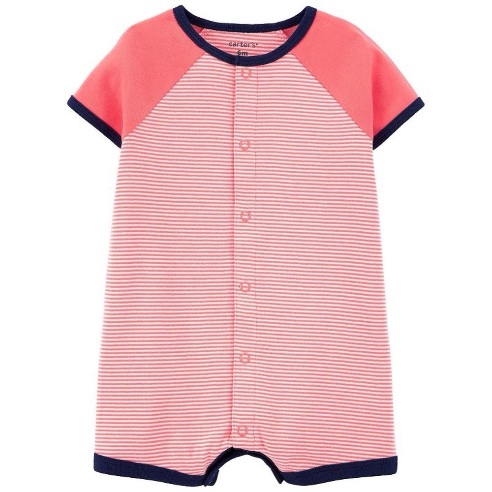 3/$10 🛒🛍️ Carter's Baby Boy Carter's Shark Snap-Up Romper Coral & White Size 6 M